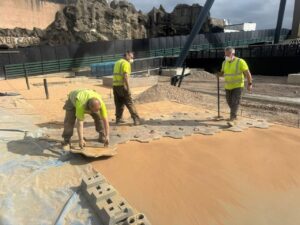 Printing pattern on steadman buff coloured concrete at Aviktas