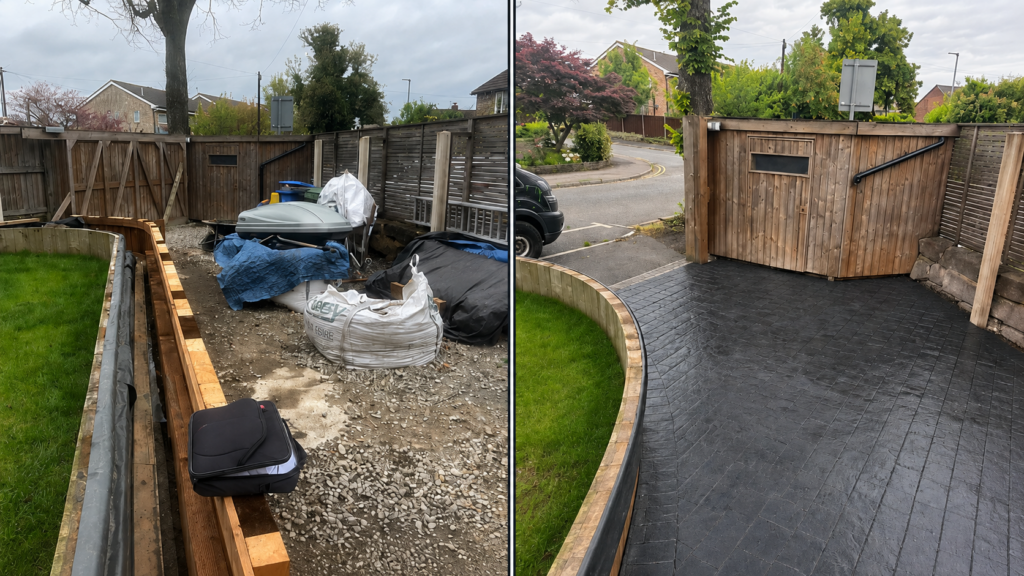 Altrincham concrete driveway installation - before and after with PIC