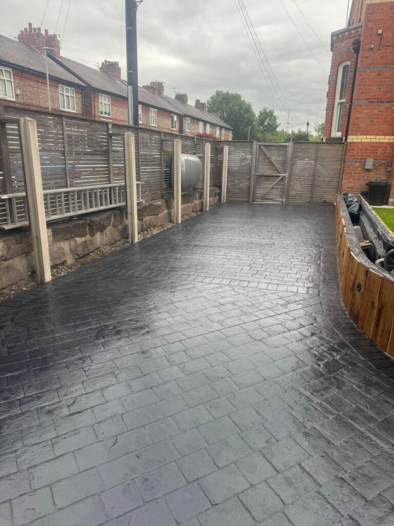 pattern printed concrete corner drive in Altrincham 